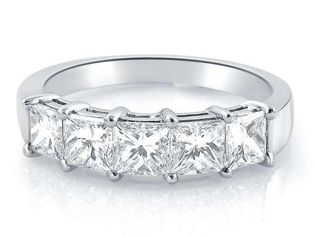 Five Stone Princess Cut Diamond Ring 1.55ctw
