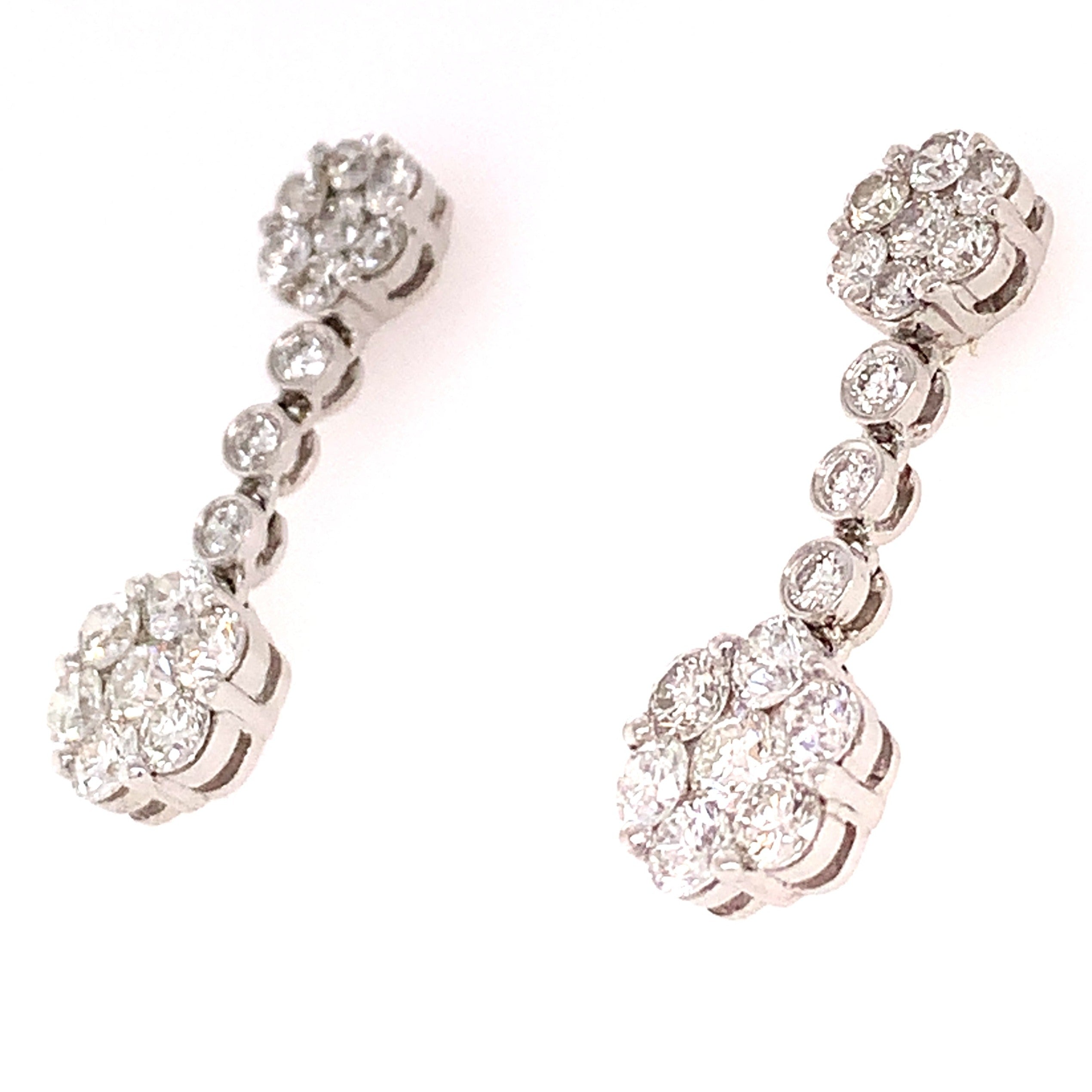 2.30ct tw Diamond Flower Dangling Earrings