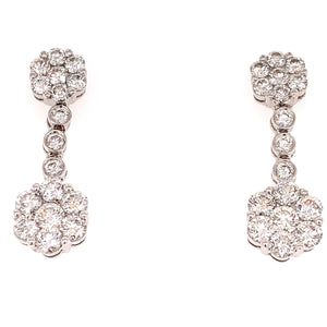 2.30ct tw Diamond Flower Dangling Earrings