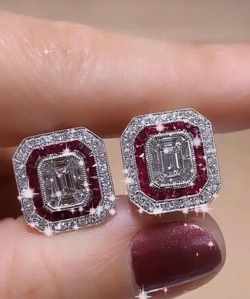 1.22ct t.w. Diamond and Ruby Earrings