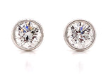 1.10ctw Round Diamond Bezel Set Stud Earrings