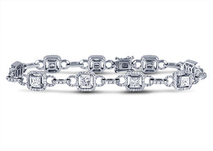 3.85ctw Princess Cut Diamond Line Bracelet