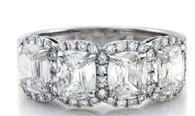 Henri Daussi 2.61ct tw Cushion Matching Four Stone Band Anniversary Ring