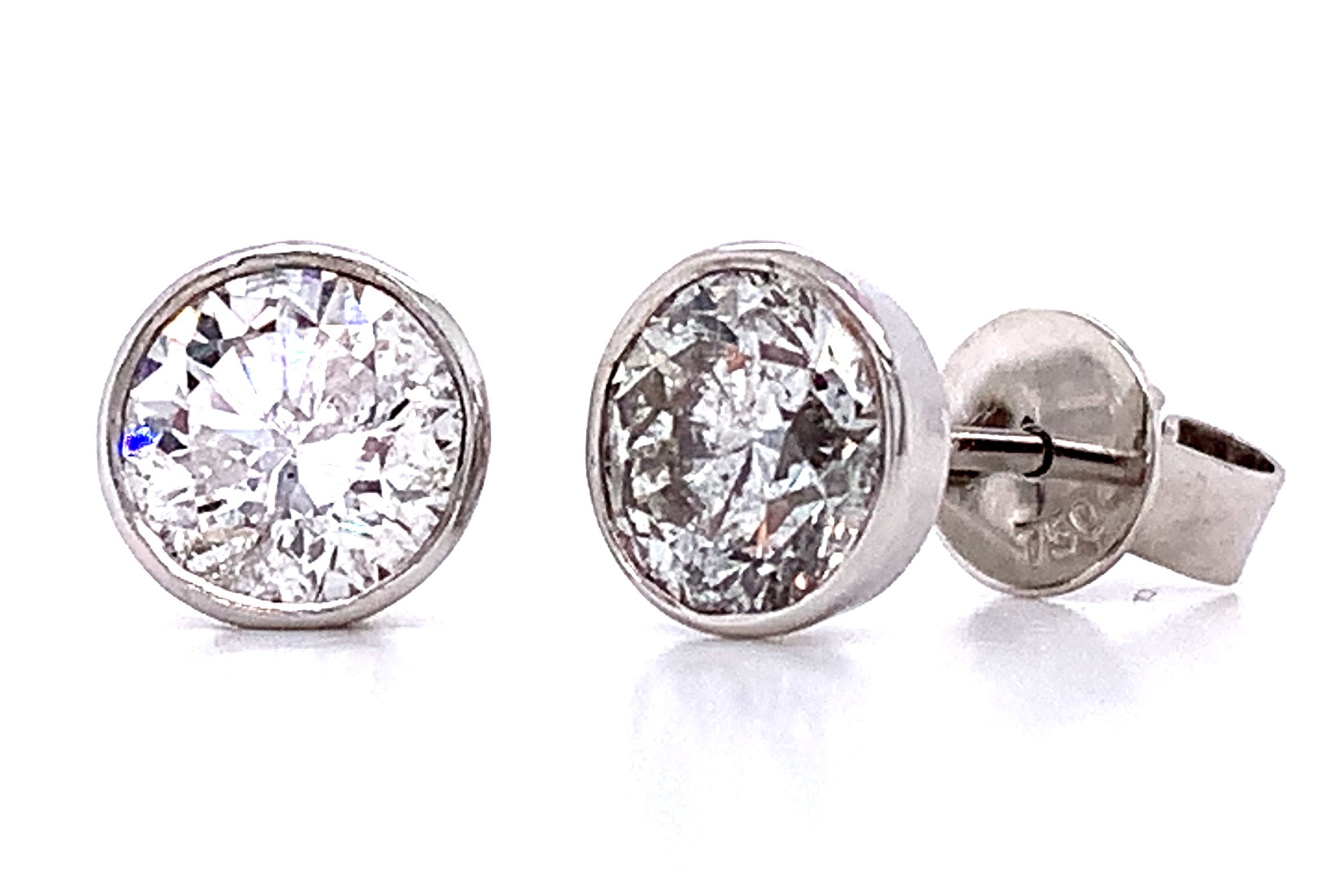 2.00ctw Round Diamond Bezel Set Stud Earrings