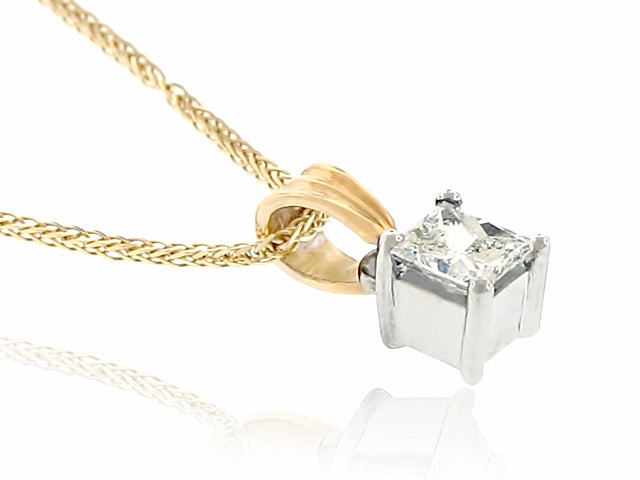 0.54ct Princess Cut Solitaire Diamond Pendant