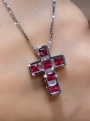 Ruby And Diamond Cross Pendant