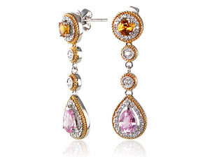 Multi-Color Sapphire And Diamond Drop Earrings
