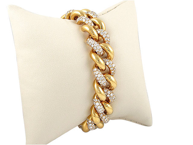 Diamond 11.53CT T.W. Cuban Link Bracelet Gold - HANIKEN JEWELERS NEW-YORK