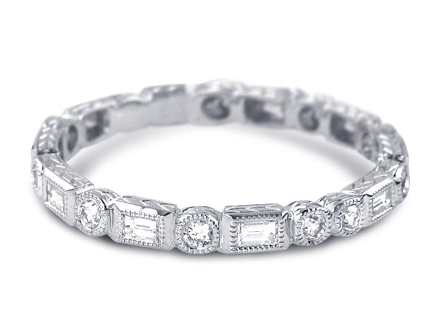Round And Baguette Diamond Jazz Ring 0.61ct t.w.