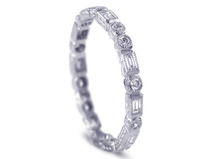 Round And Baguette Diamond Jazz Ring 0.61ct t.w.
