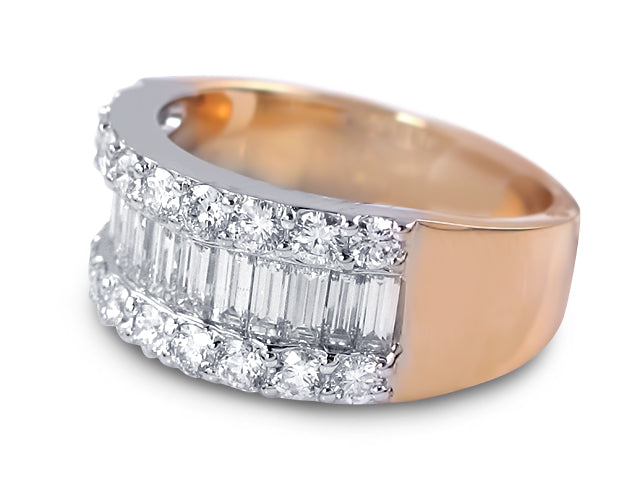 1.96ctw Round And Baguette Diamond Anniversary Ring