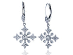 Diamond Flower Snowflake Motif Drop Earrings 0.36ctw