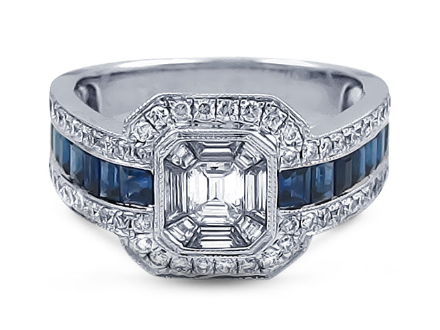 Sapphire Diamond Ring Art Deco 