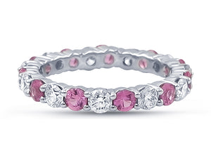 Alternating Diamond And Pink Sapphire Band - HANIKEN JEWELERS NEW-YORK