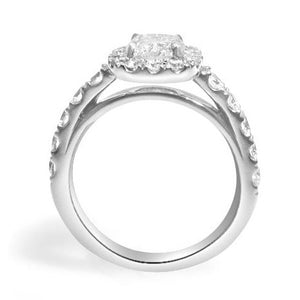 Henri Daussi Totaling 2.01ct GIA Center 1.02ct Cushion Cut Halo Set Diamond Engagement Ring