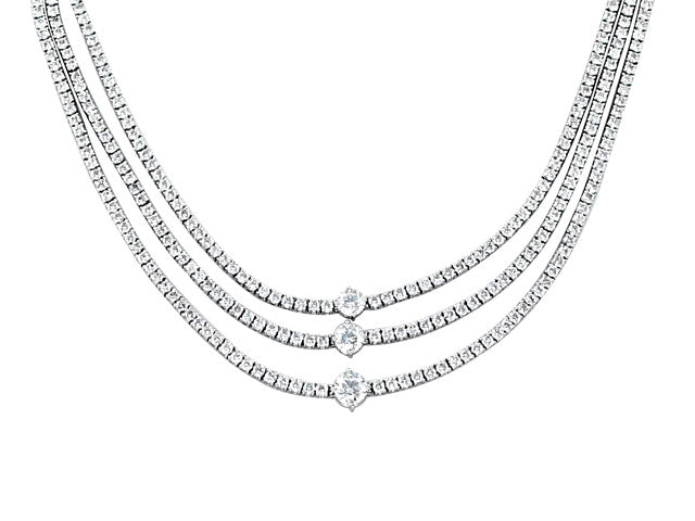 12.80CT T.W. Statement Diamond Necklace Round Brilliant Diamonds - HANIKEN JEWELERS NEW-YORK