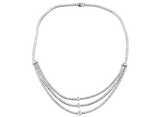 12.80CT T.W. Statement Diamond Necklace Round Brilliant Diamonds - HANIKEN JEWELERS NEW-YORK