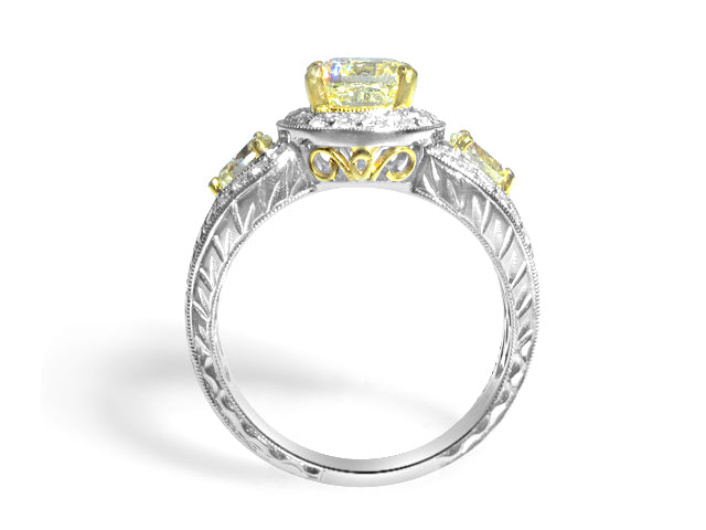 Fancy Yellow Diamond Engagement Ring Totaling 2.34cts GIA Certified Center