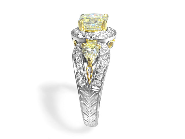 Fancy Yellow Diamond Engagement Ring Totaling 2.34cts GIA Certified Center