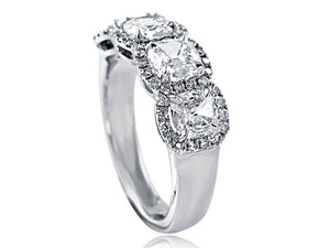 Henri Daussi Four Stone Cushion Cut 1.99ct tw Diamond Anniversary Ring