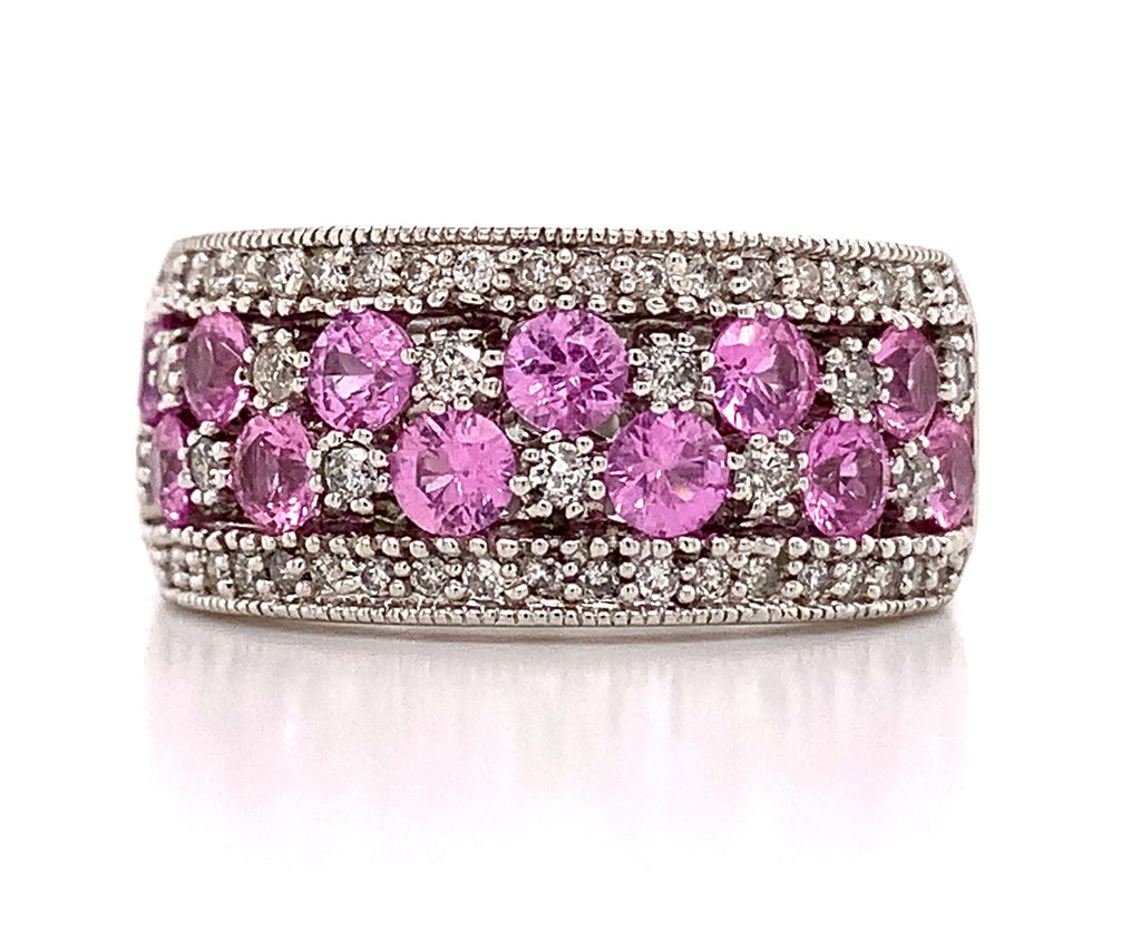 Pink Sapphire And Diamond Ring