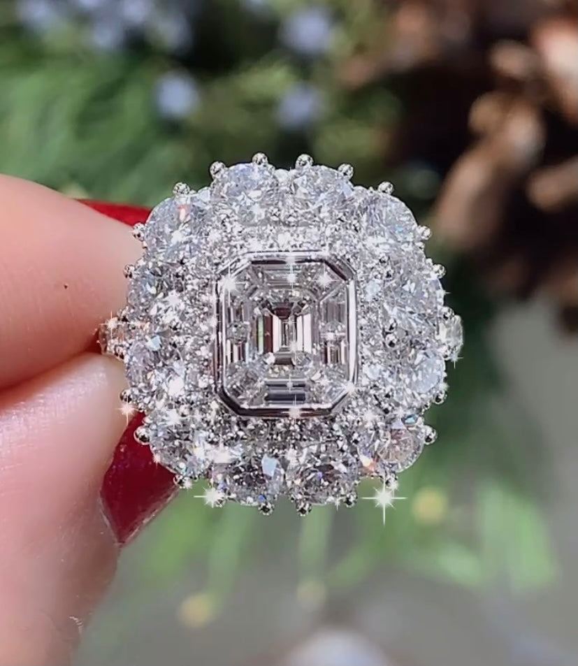 3.25CT T.W. Octagon Invisible Set Art- Deco Style Ring - HANIKEN JEWELERS NEW-YORK