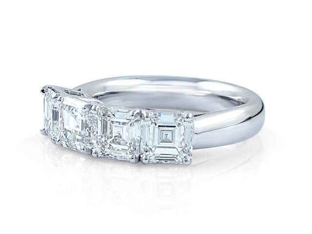 Four Stone Asscher Cut Diamond Anniversary Ring