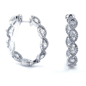 2.10ct tw Signature Diamond Hoop Earrings