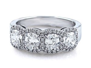 Four Stone Cushion Cut Diamond Anniversary Ring 1.61ct tw