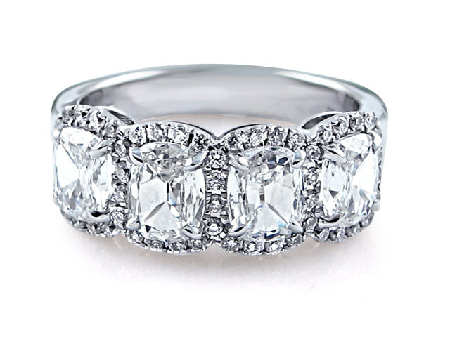 Four Stone Cushion Cut tw Diamond Anniversary Ring