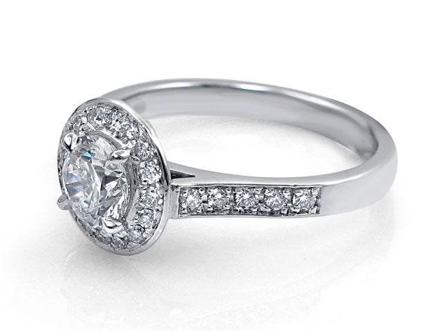 0.95CT T.W. Round Brilliant Cut Diamond Halo Engagement Ring