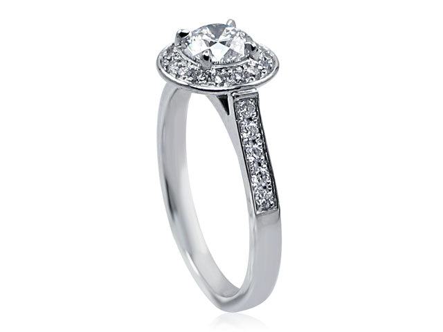 0.95CT T.W. Round Brilliant Cut Diamond Halo Engagement Ring