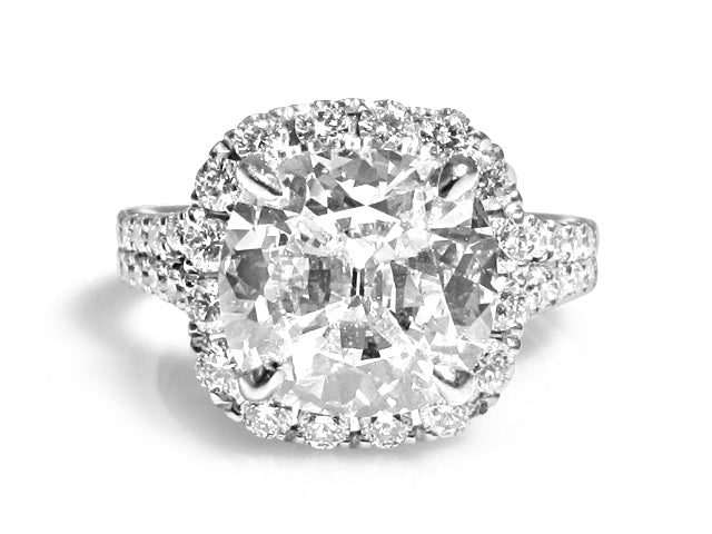 Henri Daussi Platinum Certified Diamond Engagement Ring With Cushion 4.97ct tw