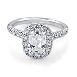 Henri Daussi Signed 1.99ct tw Cushion Cut Halo Diamond Engagement Anniversary Ring