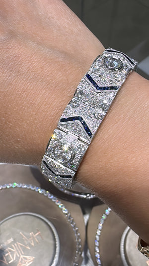 12.80ct tw Platinum Diamond And Sapphire High Jewelry Bracelet