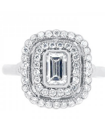 1.39ct tw GIA Certified Emerald Cut Diamond Engagement Ring