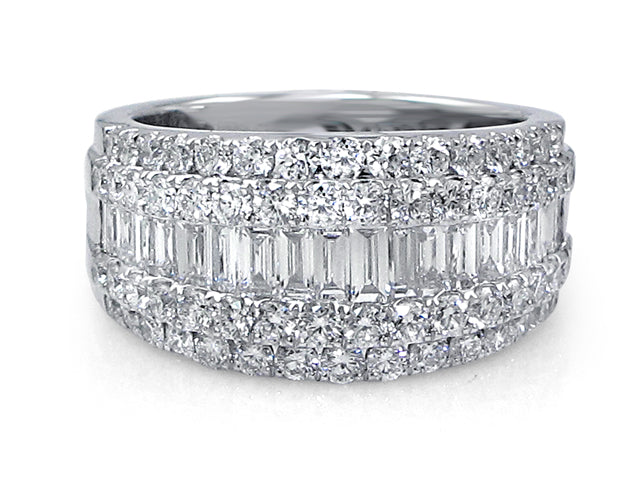 2.29CT T.W. Round and Baguette Diamond Cocktail Ring