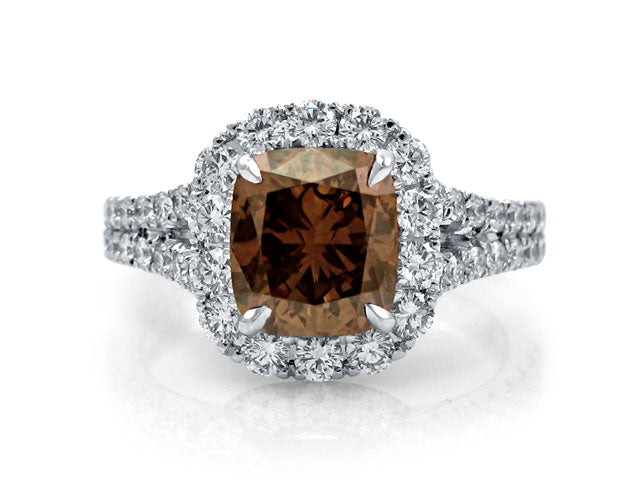 Pear Fancy Brown Red Diamond Engagement Ring - Divine Elements