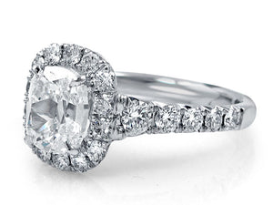 Henri Daussi 2.71ct tw GIA Certified Cushion Cut Halo Diamond Engagement Anniversary Ring