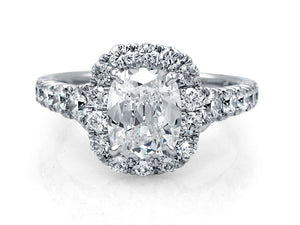 Henri Daussi 2.71ct tw GIA Certified Cushion Cut Halo Diamond Engagement Anniversary Ring