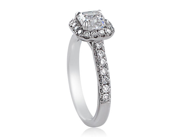 ﻿1.01ct Asscher Cut Halo Diamond Engagement Ring