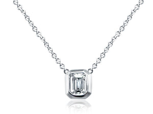 Emerald Cut Diamond Pendant Necklace 0.31cts