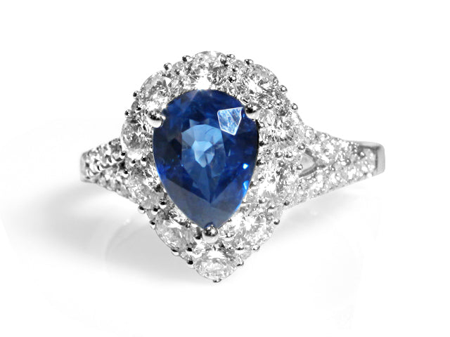 1.78ct tw Diamond Pear Shape Sapphire Ring