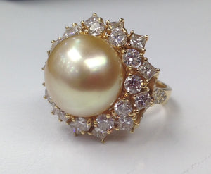 South Sea Pearl and 2.40ct tw Diamond Cocktail Statement Ring