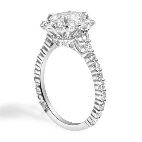 Henri Daussi Diamond 2.75cts Totaling Center GIA Certified 1.05ctw Halo Engagement Ring