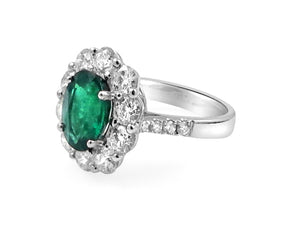 Oval Emerald Halo Ring 2.93ct