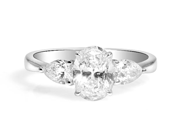 Oval Diamond Engagement Ring Totaling 1.45ct Center 1.00ct GIA Certified