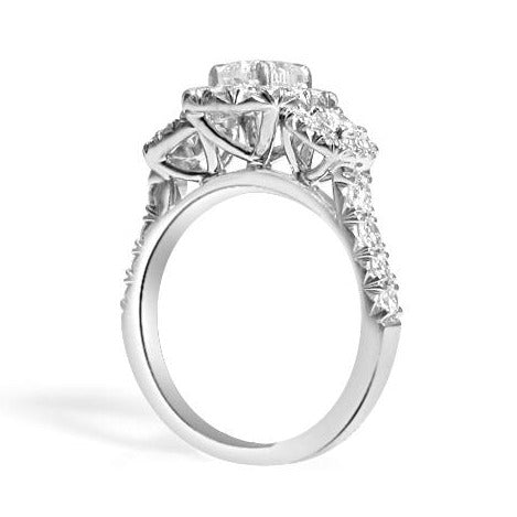 1.84ct tw Henri Daussi GIA Certified Cushion Cut Center Three Stone Engagement Ring