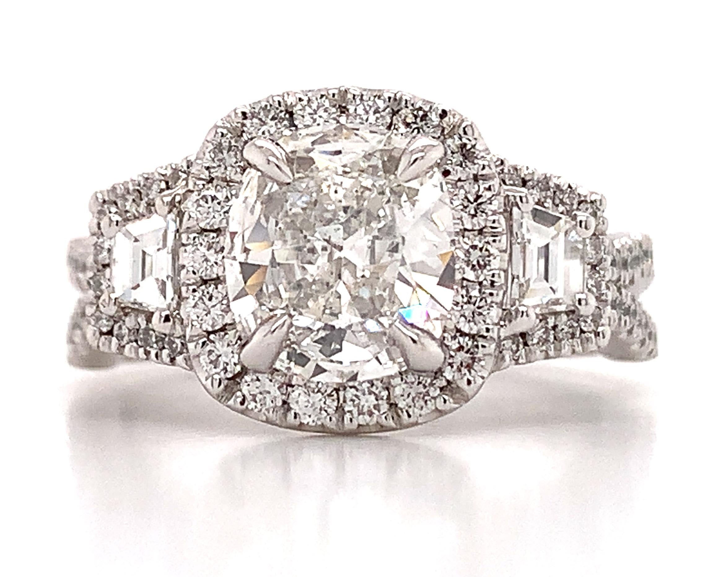 2.36ctw Henri Daussi Cushion-cut Three Stone GIA certified Engagement Anniversary Ring