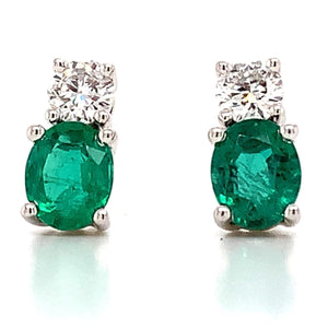 Diamond & Green Emerald Drop Earrings